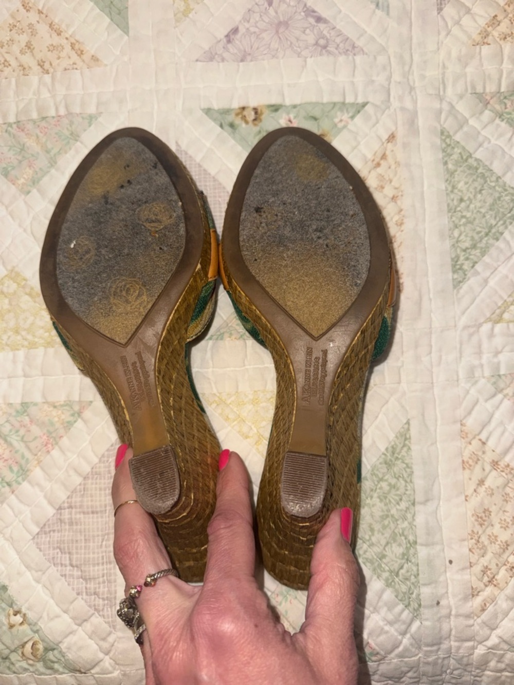 AK Anne Klein Tropical Print Wedge Slides Espadrille Heel Size 8.5 - Picture 6 of 12